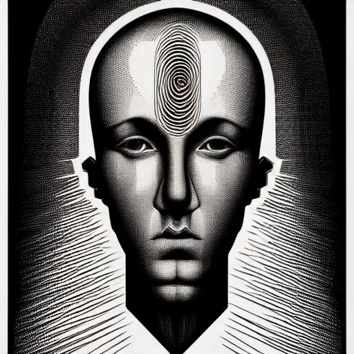 Image similar to grain effect conceptual figurative post - morden monumental portrait made by escher and giger, highly conceptual figurative art, intricate detailed illustration, illustration sharp geometrical detail, vector sharp graphic, controversial poster art, polish poster art