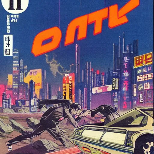 Image similar to 1979 OMNI Magazine, Anime Neo-tokyo bank robbers fleeing the scene with bags of money, Highly Detailed, 8k :4 by Vincent Di Fate : 8