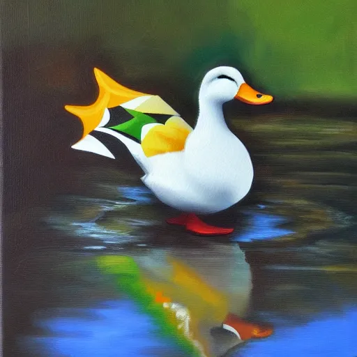 Image similar to a duck on the prowl oil painting pauly jenkins