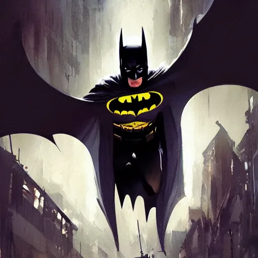 Image similar to batman, paint by greg rutkowski