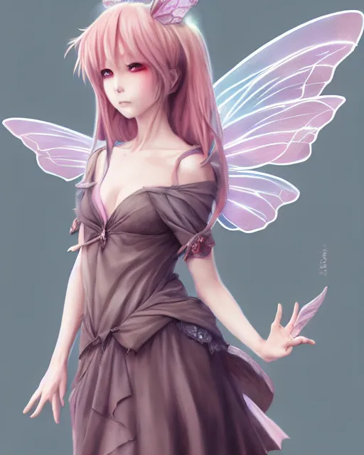 Image similar to character concept art of an anime fairy | | cute - fine - face, gossamer clothing, pretty face, realistic shaded perfect face, fine details by stanley artgerm lau, wlop, rossdraws, james jean, andrei riabovitchev, marc simonetti, and sakimichan, tranding on artstation