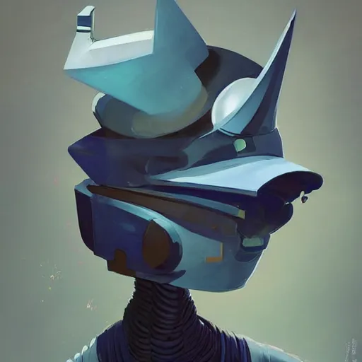 Image similar to a half robot cat wearing a hat medium shot, asymmetrical, profile picture, organic painting, nebula, matte painting, bold shapes, hard edges, street art, trending on artstation, by huang guangjian and gil elvgren and sachin teng