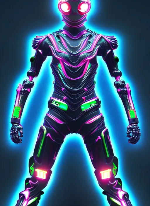 Image similar to kamen rider, hero human structure insects concept art, full body, intricate detail, art and illustration by kim hyung tae and irakli nadar and alexandre ferra, global illumination, action pose at tokyo cyberpunk neon light night