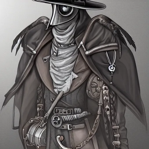 Image similar to steampunk plague doctor, digital art, artstation, highly detailed