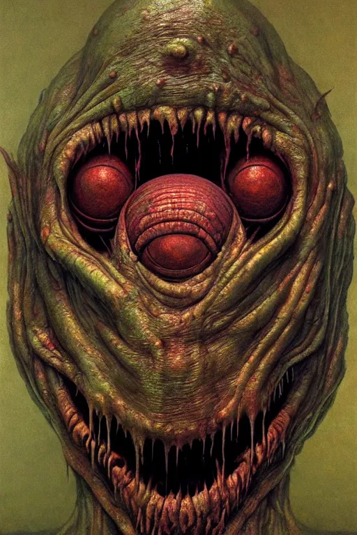 Image similar to perfectly - centered horror portrait - photograph of a brutal scary terrifying ugly monstrous alien goblin creature real life portrait by beksinski and jean delville, slimy pus oozing specular, unreal engine 5, photorealism, hd quality, 8 k resolution, cinema 4 d, hdr dramatic cinematic lighting