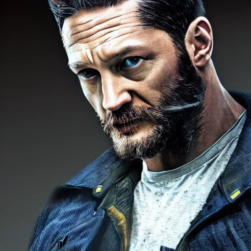 Image similar to Tom Hardy as wolverine 4K quality Photorealism