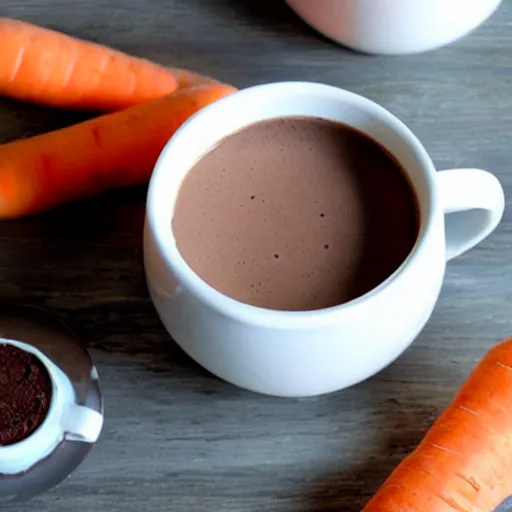 Prompt: hot coco with carrots in it