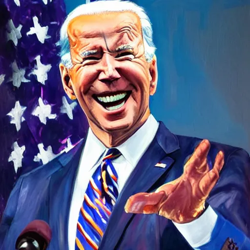 Image similar to an oil painting depicting joe biden as a god, 4 k, highly detailed