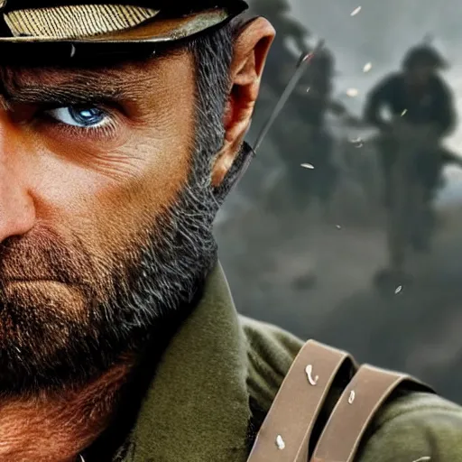 Image similar to Wolverine is a World War II soldier 4K detailed super realistic