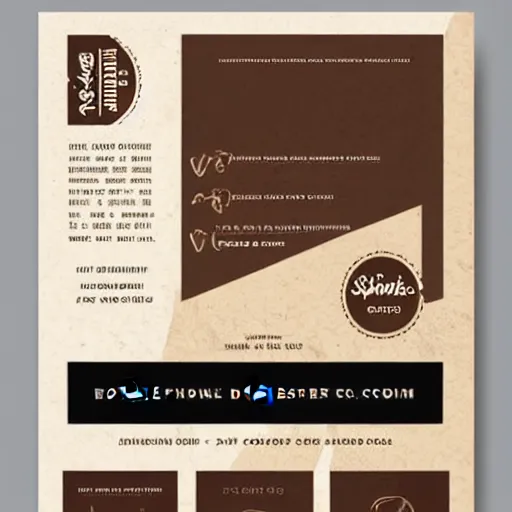 Image similar to square shaped flyer design for a coffee bean roasting company, layout design, dark brown and beige colour palette, template layout