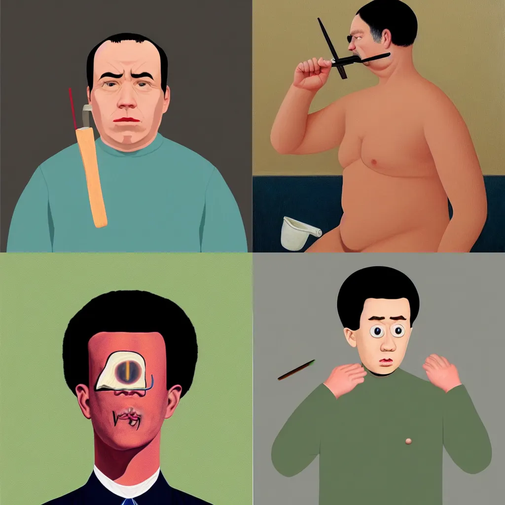 Prompt: an award - winning masterpiece painting of a man getting ready to kill, by joan cornella, dark comedy, humor, satire, trending on artstation, featured on pixiv, detailed, hd,
