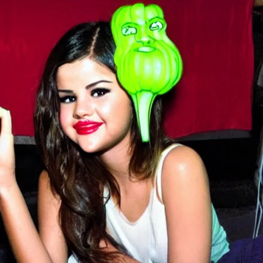 Image similar to selena gomez as celery mutant