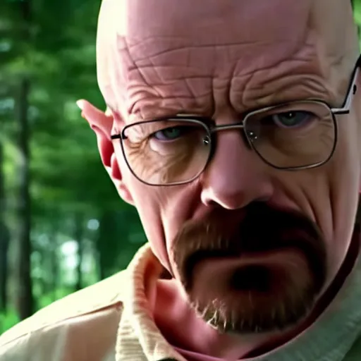 Prompt: Walter White in stranger things, hyper realistic, lost footage,