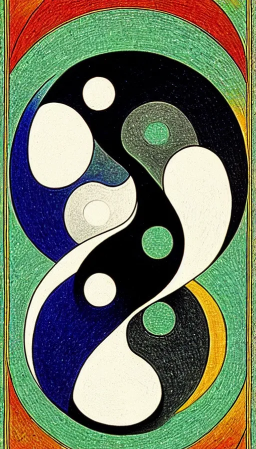 Prompt: Abstract representation of ying Yang concept, by Ivan Bilibin,