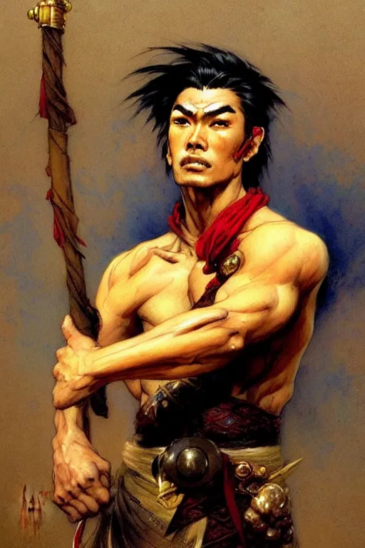 Image similar to male, wuxia, character design, painting by gaston bussiere, katsuya terada, frank frazetta, tom of finland, trending on artstation