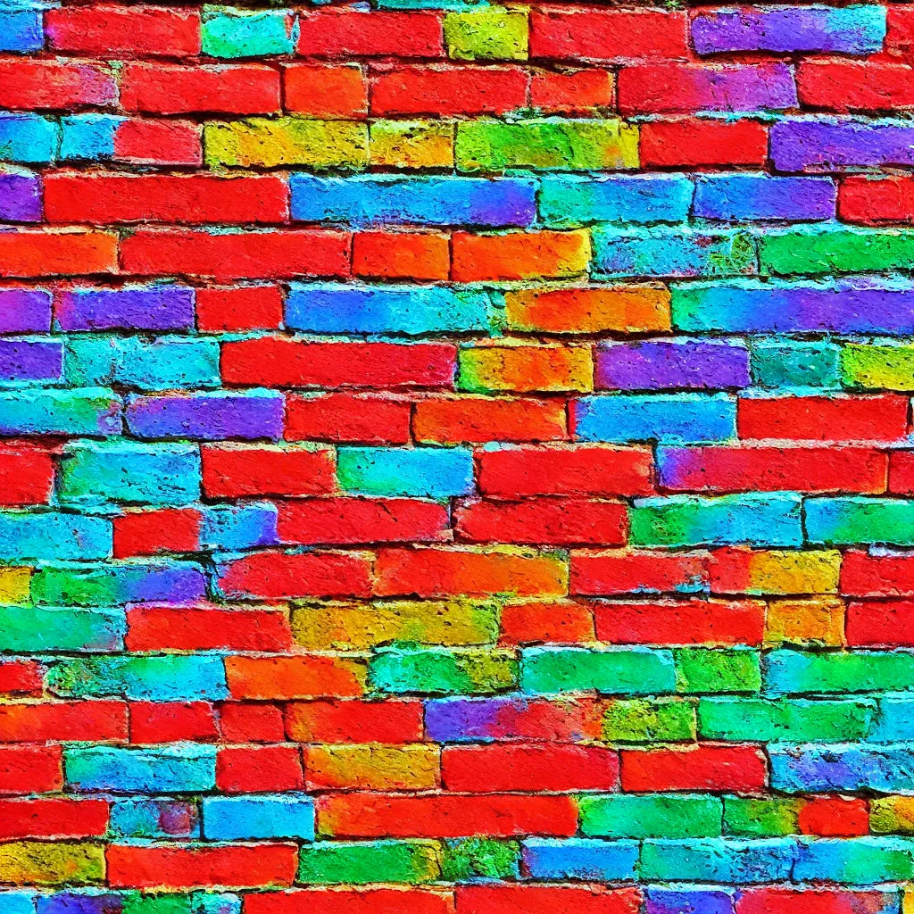 Prompt: rainbow painted brick texture