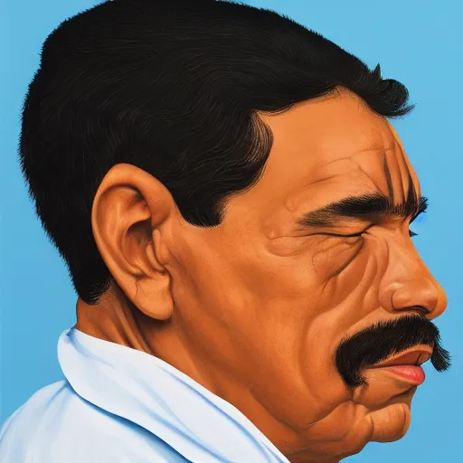 Prompt: a mexican man's face in profile, brown skin, white background, dynamic lighting, ultra detailed, 4 k, illustration, by kehinde wiley, alice neel, kadir nelson,
