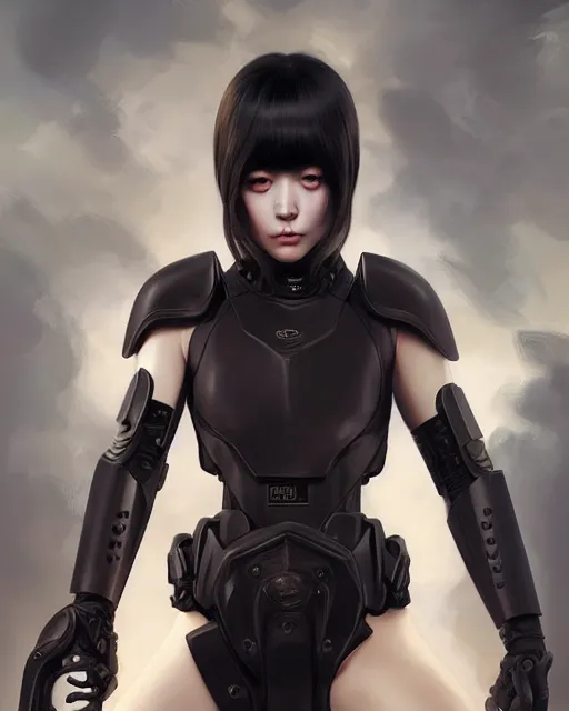 Image similar to face closup portrait view of pale skin beauty, full body armor, paint by ilya kuvshinov and ross tran and karol bak and stanley lau and anna dittmann and artgerm and xiaoguang sun and tian zi