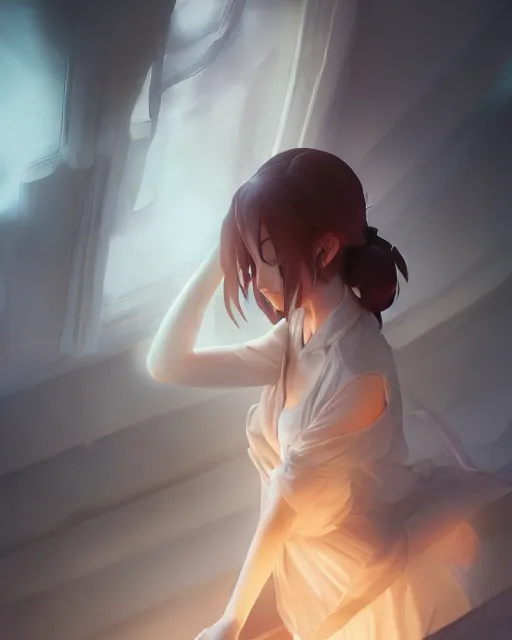 Image similar to a female ghost, full shot, perfectly shaded body, atmospheric lighting, detailed face, by makoto shinkai, stanley artgerm lau, wlop, rossdraws