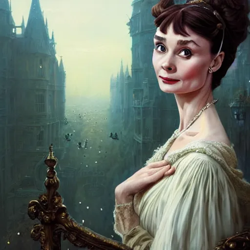 Image similar to audrey hepburn in an epic victorian novel, various backgrounds, intricate, elegant, highly detailed, digital painting, artstation, matte, illustration, art by artgerm, greg rutkowski, loish, rhads, ferdinand knab, makoto shinkai, lois van baarle, ilya kuvshinov, rossdraws, tom bagshaw