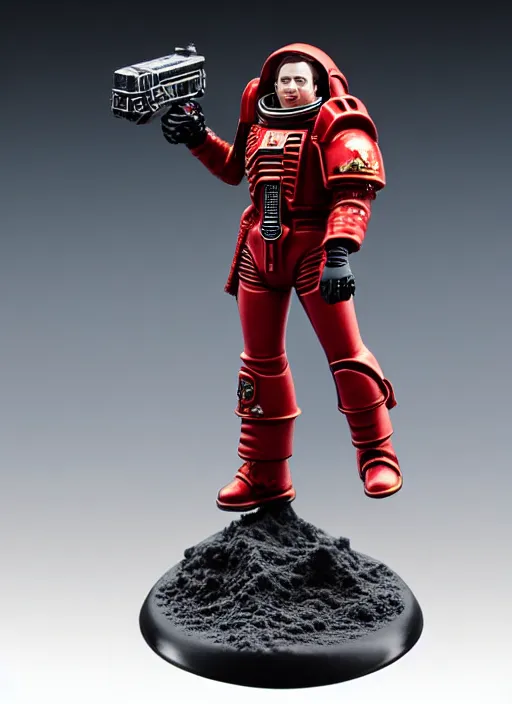 Image similar to 8 0 mm resin detailed miniature of elon musk as a warhammer 4 0 k space marine, product introduction photos, 4 k, full body,