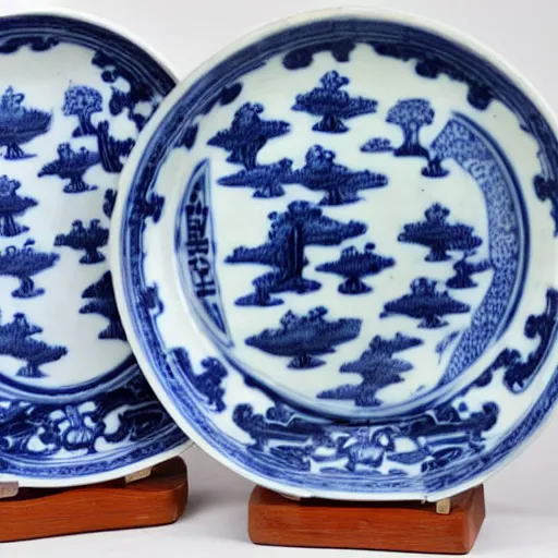 Image similar to photographs of qing dynasty blue and white porcelain