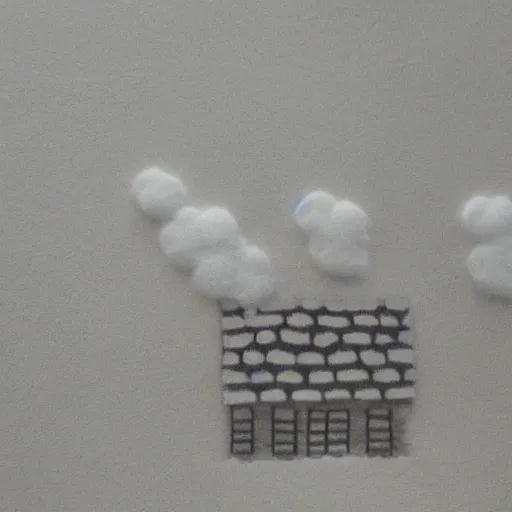 Prompt: a house in the clouds made of cotton.