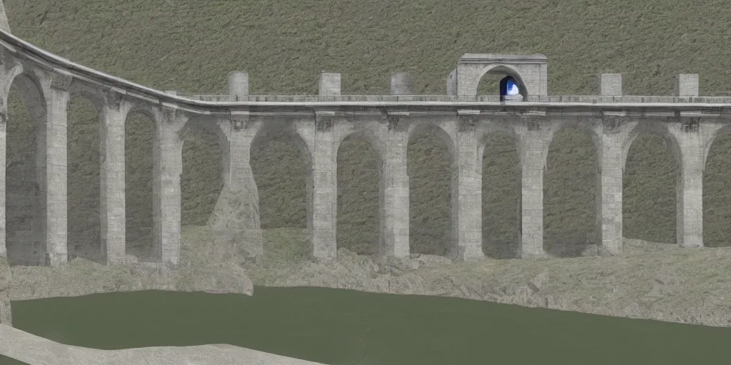 Prompt: 2 d projection of the aqueduct front view