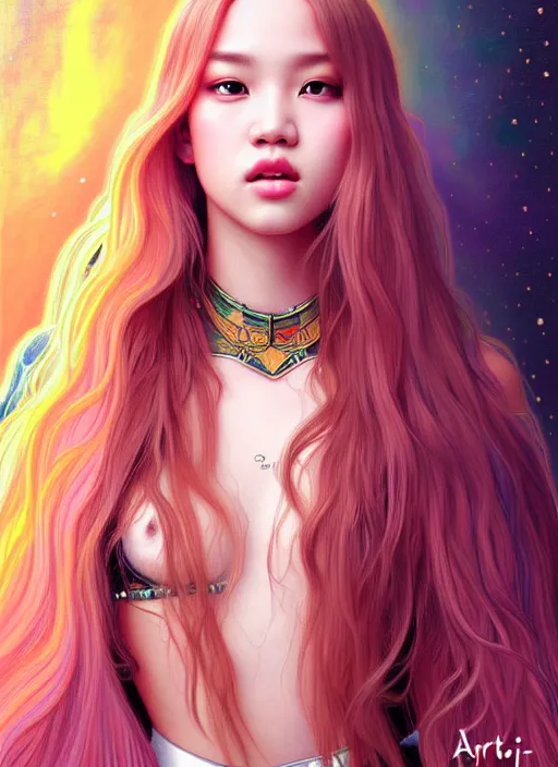 Image similar to jossi of blackpink, king, tarot card, highly detailed, digital painting, smooth, sharp focus, illustration, ultra realistic, 8 k, art by artgerm and alphonse mucha