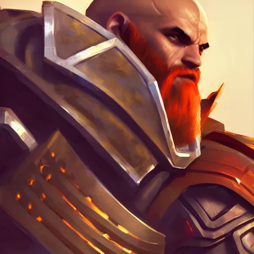 Image similar to greg manchess portrait painting of armored mega kratos as overwatch character, medium shot, asymmetrical, profile picture, organic painting, sunny day, matte painting, bold shapes, hard edges, street art, trending on artstation, by huang guangjian and gil elvgren and sachin teng