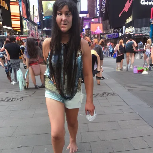 Image similar to beautiful barefoot cleopatra confused in times quare