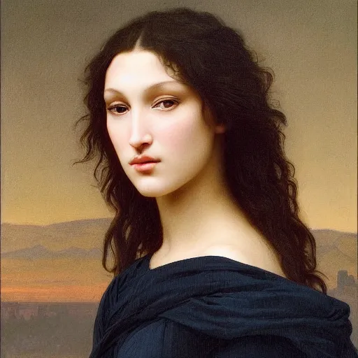 Image similar to painting of bella hadid. art by william adolphe bouguereau. during golden hour. extremely detailed. beautiful. 4 k. award - winning.