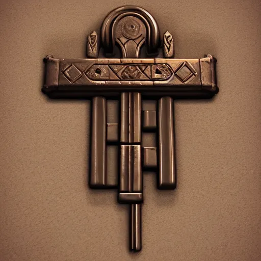 Image similar to a stylised key for the doors, key is on the center of image, point and click game inventory item, very detailed, dynamic lights, on the solid color background, high poly vray render, stylised textures, trending on artstation