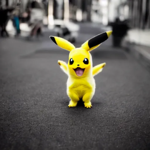 Prompt: a photo of real - life pikachu, perfect faces, sigma 3 5 mm, award winning photography, instagram