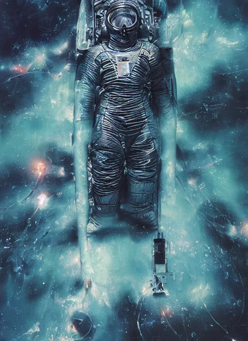 Prompt: astronaut in the abstract underwater void - complex and hyperdetailed technical suit. reflection and dispersion materials. rays and dispersion of light. volumetric light. f / 3 2. noise film photo. flash photography. ultra realistic, wide angle. holographic and anaglyph materials, poster by wayne barlowe, mike winkelmann, wayne barlowe, craig mullins