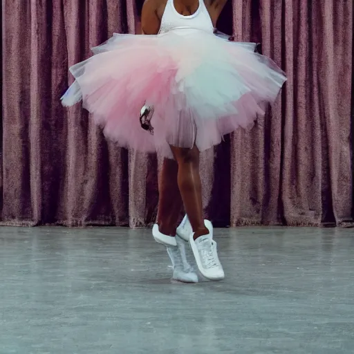 Image similar to Kanye west wearing only a pink tutu, WLOP, bokeh, 8k