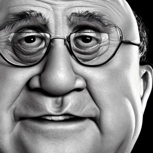 Prompt: hyperrealistic image of danny devito, stunning 3 d render inspired art by xiang duan and thomas eakes, perfect facial symmetry, hyper realistic texture, intricate, photorealistic, highly detailed attributes and atmosphere, dim volumetric cinematic lighting, 8 k octane detailed render, trending on artstation, masterpiece, stunning,