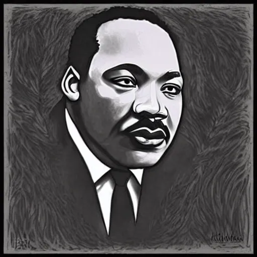 Prompt: a portrait of martin luther king jr, in the style of a death metal album cover