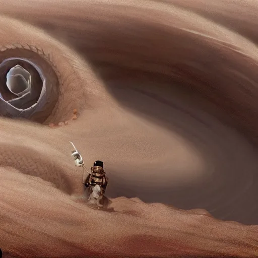 Image similar to cartoon joe biden's face a dune sandworm body shai-hulud cover art dune; photorealistic cgi movie poster style, artstation, Mihai, sandworm, shai-hulud