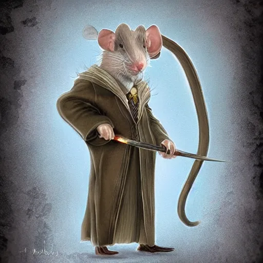 Image similar to a rat as albus dumbledore artstation