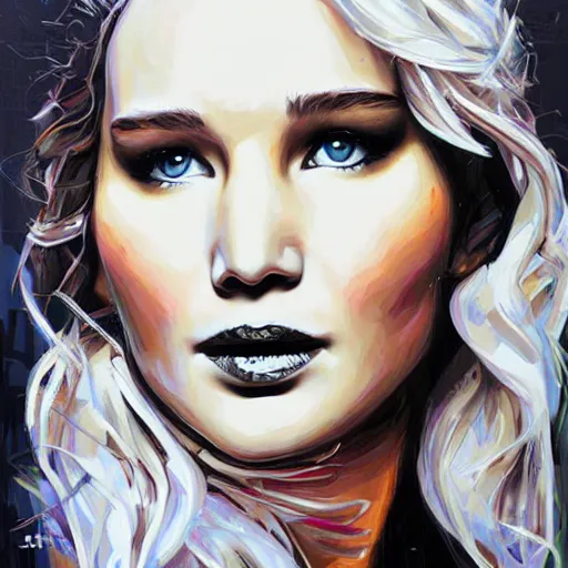 Image similar to portrait of Jennifer Lawrence by Sandra Chevrier
