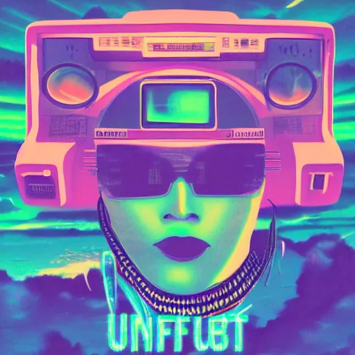 Image similar to lofi vaporwave retro futurism album artwork underground unknown