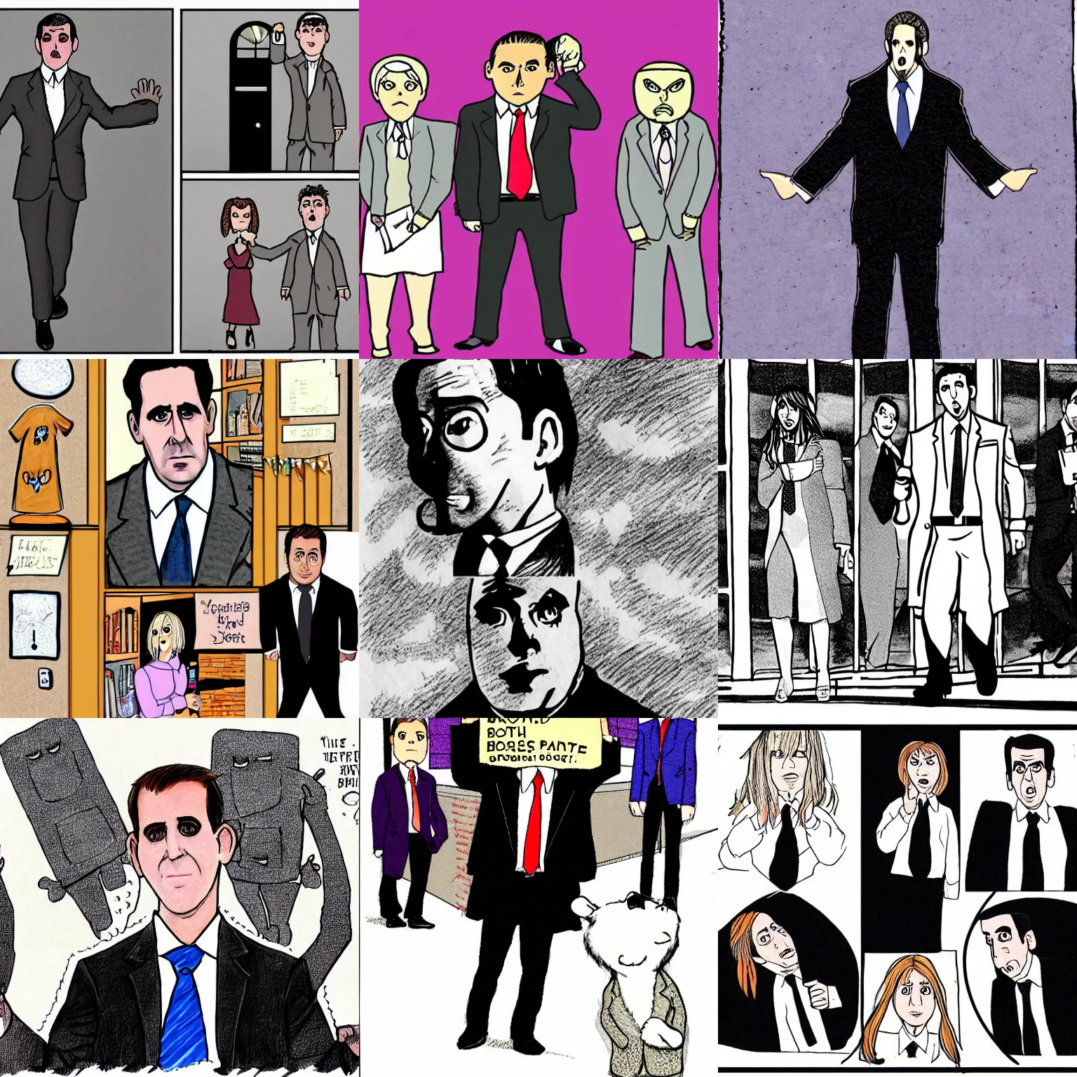 Prompt: The office michael scott dressed as britney spears edward gorey drawn style