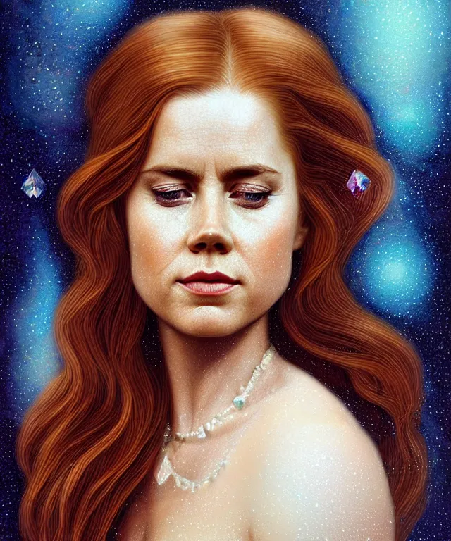 Image similar to Amy Adams meditating with beads and crystals, portrait, intricate, elegant, highly detailed, digital painting, artstation, concept art, smooth, sharp focus, illustration, in the style of Michelangelo