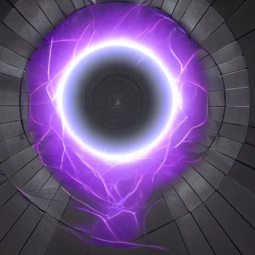 Image similar to digital illustion of a glowing purple energy ringed portal in a gray concrete wall, deviantArt, artstation, artstation hq, hd, 4k resolution