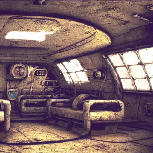 Prompt: disused submarine interior, underwater, cinematic Eastman 5384 film, artstation