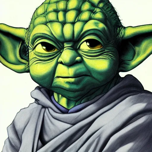 Image similar to portrait painting of yoda, art by akira toriyama, 4 k, dragon ball artstyle, cel shaded, highly detailed, epic lighting