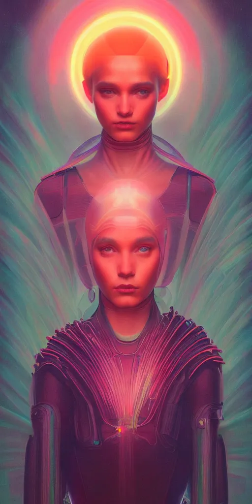 Image similar to patron saint of 🛸🌈👩🏾, futuristic clothing, neon god of city character portrait, in the style of moebius, tom bagshaw, and waterhouse, cinematic lighting, beautiful, elegant, oil painting,