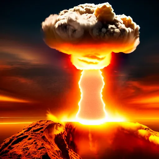 Prompt: nuclear bomb explosion that looks like the face of dwayne johnson, national geographic photo, 8 k, ultra detailed