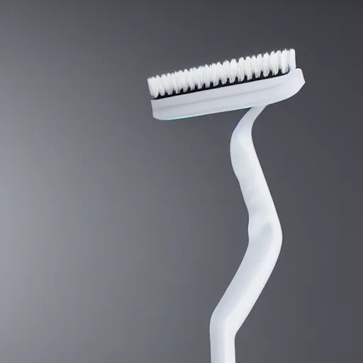 Prompt: photo of a futuristic toothbrush, product photography, photography, realistic, 8 k, octane render, volumetric lighting